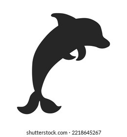 Dolphin silhouette, isolated on white background, vector illustration. EPS