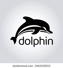Dolphin silhouette logo design. Abstract marine mammal emblem, Modern dolphin outline logo. Vector illustration template, Modern dolphin logo design. Ocean-inspired symbol.