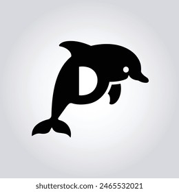 Dolphin silhouette logo design. Abstract marine mammal emblem, Modern dolphin outline logo. Vector illustration template, Modern dolphin logo design. Ocean-inspired symbol.