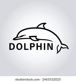 Dolphin silhouette logo design. Abstract marine mammal emblem, Modern dolphin outline logo. Vector illustration template, Modern dolphin logo design. Ocean-inspired symbol.