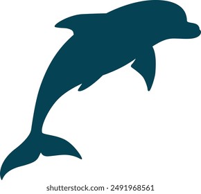 Dolphin silhouette - marine mammal. Bottlenose dolphin - vector image for a logo or sign. Dolphins are inhabitants of the ocean.