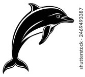 Dolphin silhouette on white background vector illustration