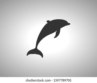 Dolphin Silhouette on White Background. Isolated Vector Animal Template for Logo Company, Icon, Symbol etc