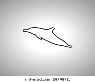 Dolphin Silhouette on White Background. Isolated Vector Animal Template for Logo Company, Icon, Symbol etc