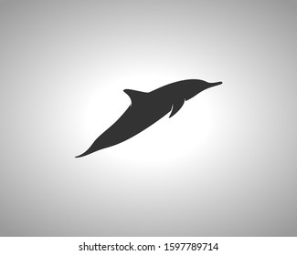 Dolphin Silhouette on White Background. Isolated Vector Animal Template for Logo Company, Icon, Symbol etc