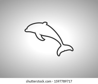 Dolphin Silhouette on White Background. Isolated Vector Animal Template for Logo Company, Icon, Symbol etc