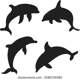 dolphin silhouette on white background