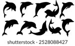 Dolphin silhouette set isolated on white. Suitable for use as symbol, logo, mascot, web icon, sticker design, sign, or any design you want eps 10