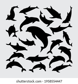 Dolphin Silhouette. A set of a dolphin silhouettes