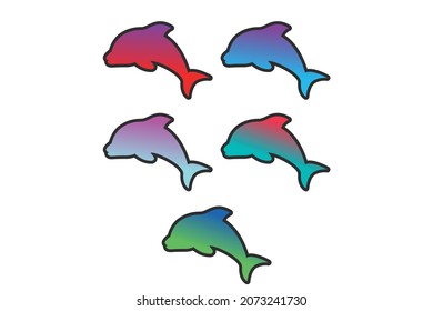 dolphin silhouette with various gradient colors