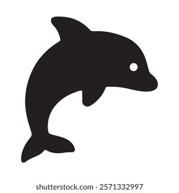 Dolphin silhouette vector art illustration on white background