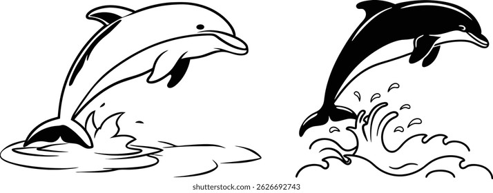 Dolphin silhouette vector art illustration