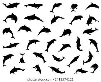 Dolphin silhouette vector art white background