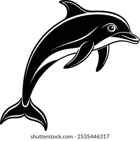 Dolphin Silhouette Vector - Elegant Marine Animal Illustrations for Ocean-Themed Designs