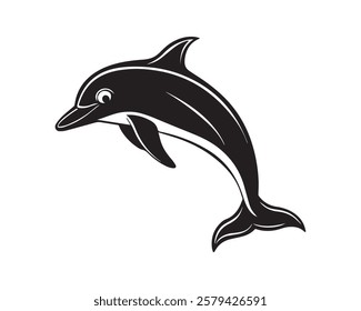 Dolphin Silhouette Vector - Elegant Marine Animal Illustrations