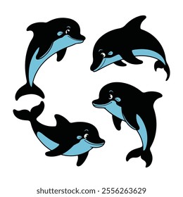 dolphin silhouette vector icon image design illustration. black whale  isolate. dolphin icon logo image illustration. Black dolphin vector design isolate.