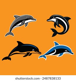 Dolphin silhouette vector illustration .