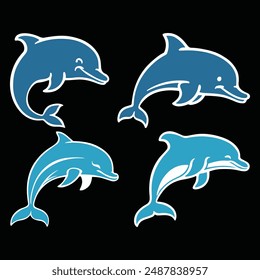 Dolphin silhouette vector illustration .