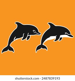 Dolphin silhouette vector illustration .