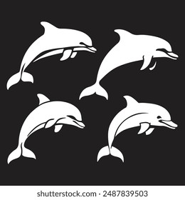 Dolphin silhouette vector illustration .