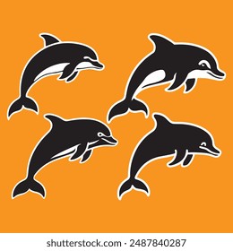 Dolphin silhouette vector illustration .