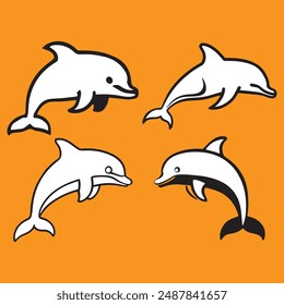 Dolphin silhouette vector illustration .