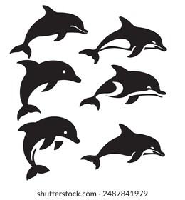 Dolphin silhouette vector illustration .