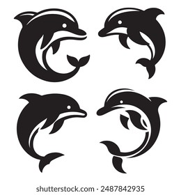 Dolphin silhouette vector illustration .