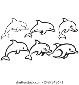 Dolphin silhouette vector illustration .