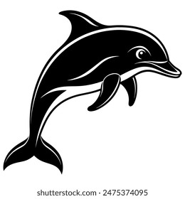 dolphin silhouette vector illustration Design on a white background