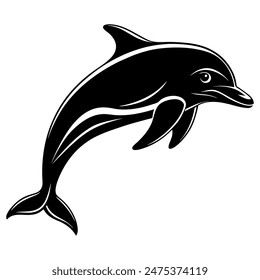 dolphin silhouette vector illustration Design on a white background