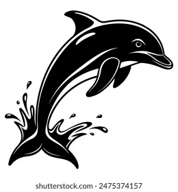 dolphin silhouette vector illustration Design on a white background