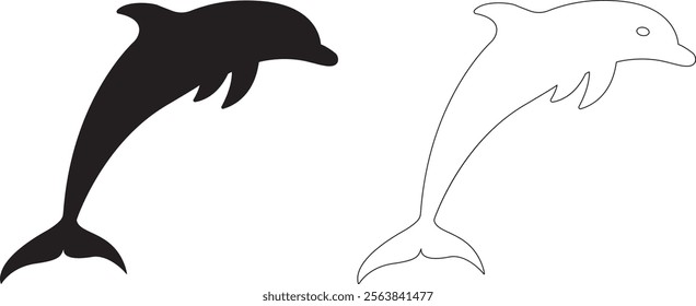 Dolphin Silhouette Vector Illustration Isolated on white background
