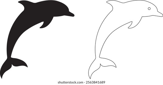Dolphin Silhouette Vector Illustration Isolated on white background
