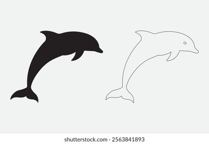 Dolphin Silhouette Vector Illustration Isolated on white background
