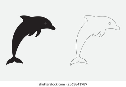 Dolphin Silhouette Vector Illustration Isolated on white background
