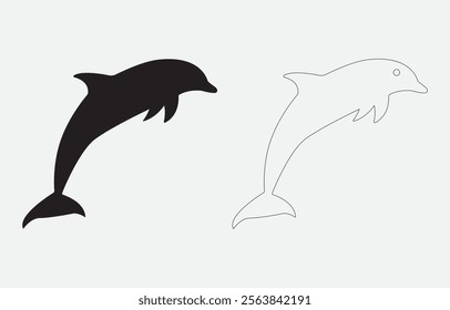 Dolphin Silhouette Vector Illustration Isolated on white background
