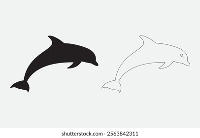 Dolphin Silhouette Vector Illustration Isolated on white background
