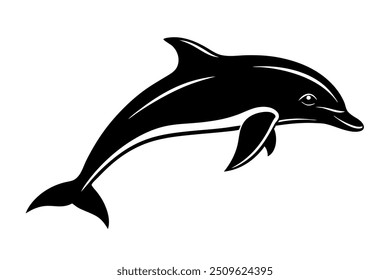 Dolphin Silhouette vector illustration on white background.