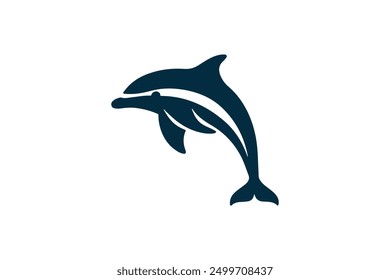 Dolphin silhouette vector illustration with white background