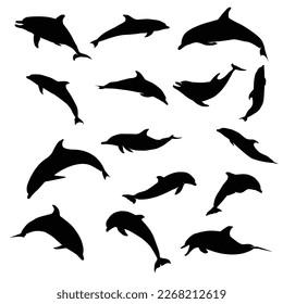dolphin silhouette vector set illustration