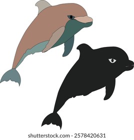 A dolphin silhouette vector is a simple yet elegant representation of a dolphin.