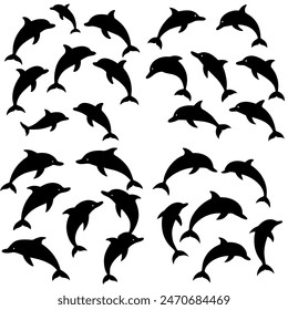 "Dolphin silhouette vector: Sleek and graceful dolphin outline, perfect for logos, designs, and marine-themed projects. Elegance in simplicity."





