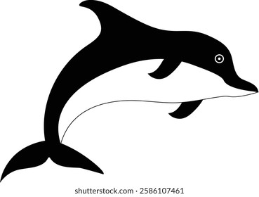 Dolphin silhouette vector style with white background. 