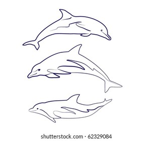 Dolphin silhouettes drawn