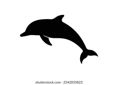 Dolphin Silhouettes. Dolphin silhouette icon vector. Marine mammal animal vector. Dolphin icon isolated on a white background.