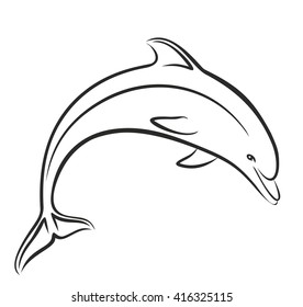 Dolphin Sketch In Jump.