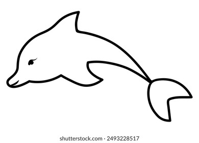 Dolphin. Sketch. Marine mammal. Vector illustration. Outline on a white isolated background. An ocean dweller with fins and a tail. Coloring book for children. Idea for web design.