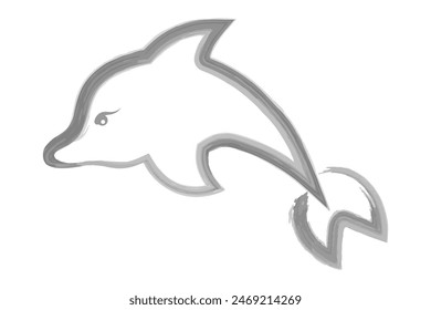 Dolphin. Sketch. Vector illustration. Hand drawn watercolor drawing. Outline on a white isolated background. Marine mammal. An ocean dweller with fins and a tail. Coloring book for children. 