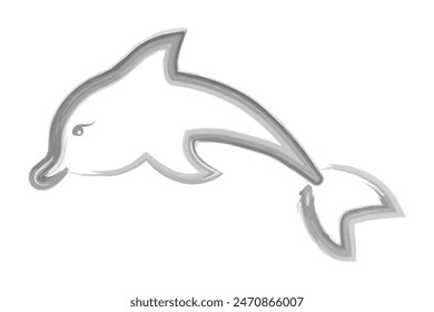 Dolphin. Sketch. Vector illustration. Hand drawn watercolor drawing. Outline on a white isolated background. Marine mammal. An ocean dweller with fins and a tail. Coloring book for children. 